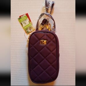 Badgley Mischka Crossbody Phone Purse Plum Purple Vegan Leather Quilted